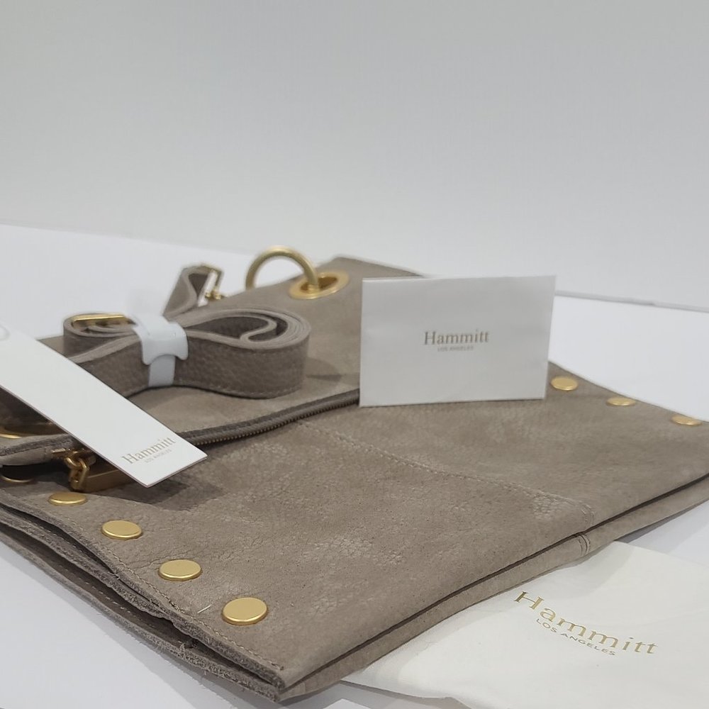 Hammitt Taupe Leather Crossbody with Gold Hardware - Picture 12 of 14